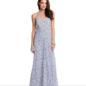 Vineyard Vines Blue and White Halter Backless Maxi Dress